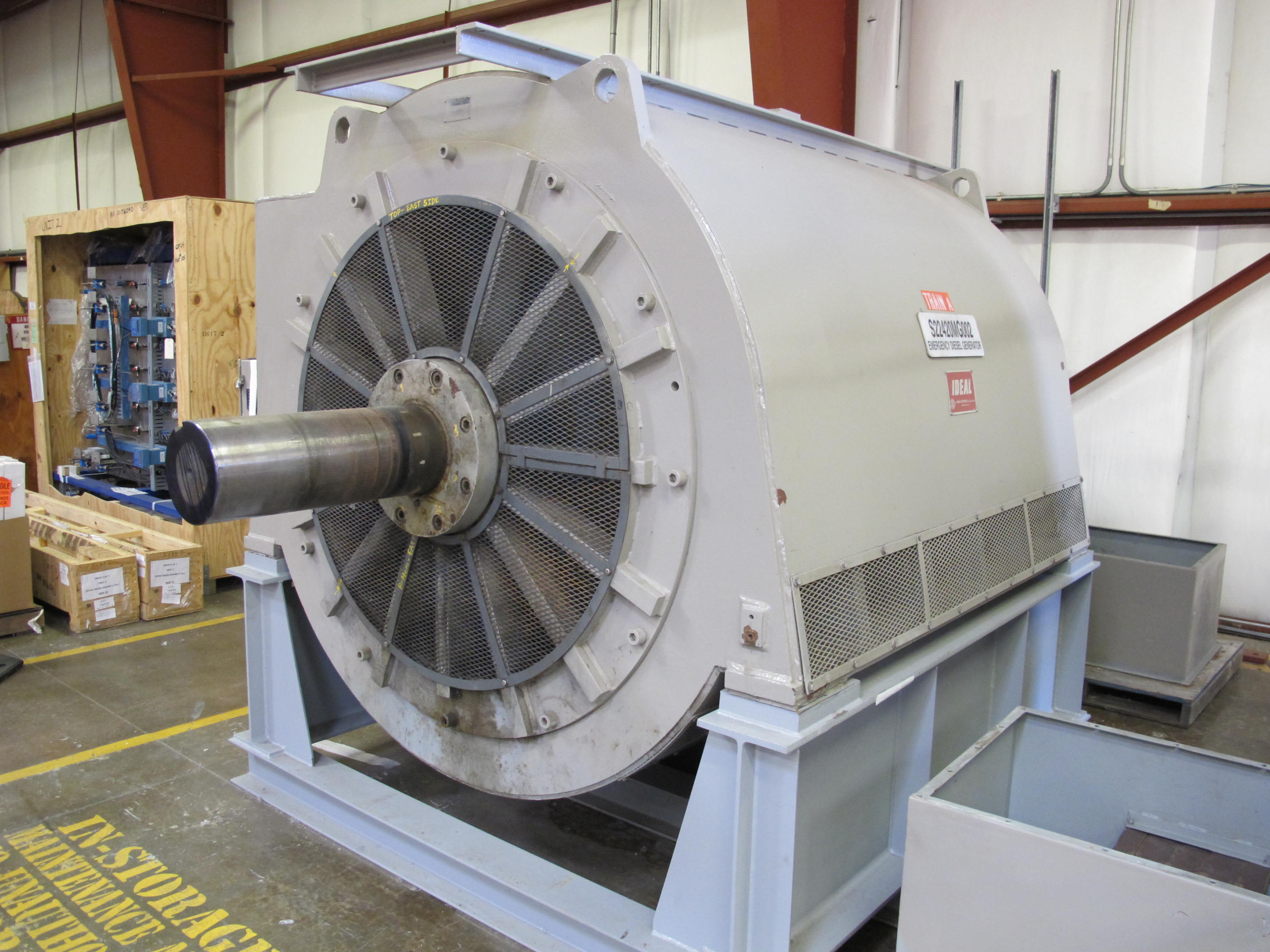 GENERATOR, ELECTRIC TYPE, 4700K WATT, 778 AMP, 4360 VOLT, EMERGENCY DIESEL 900 RPM KIND. TYPE SAB FRAME 21520-44 CONTINUOUS DUTY TWO BEARING HORIZONTAL SYNCHRONOUS INCLUDES TYPE FRBA BRUSHLESS EXCITERS (W-50) LOADING & HANDLING FEE $1000-